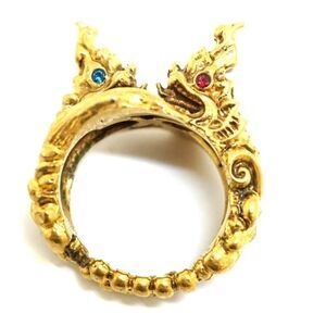 Gucci Rare Stone Dragon Gold Tone Medium Ring 8